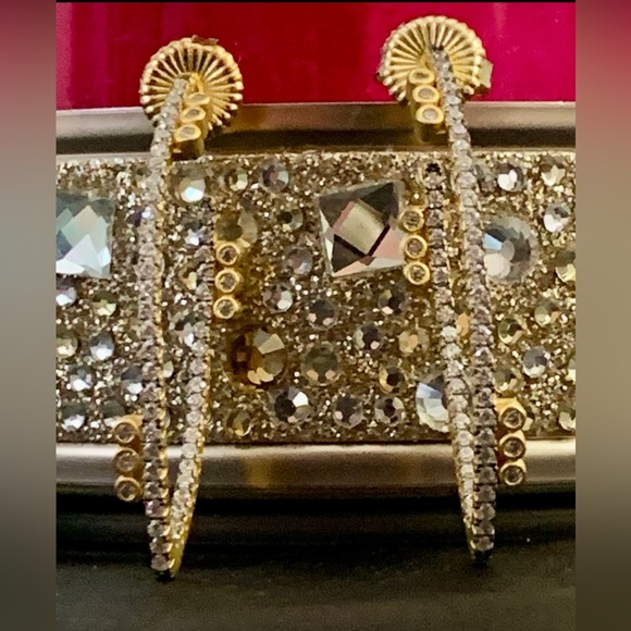 Freida Rothman Authentic Pavé Disc Oval Hoop Earrings - Picture 2 of 10